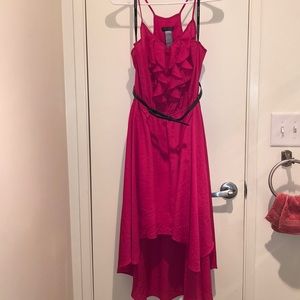 Bisou Bisou Fuchsia Hi-Lo Ruffled Dress